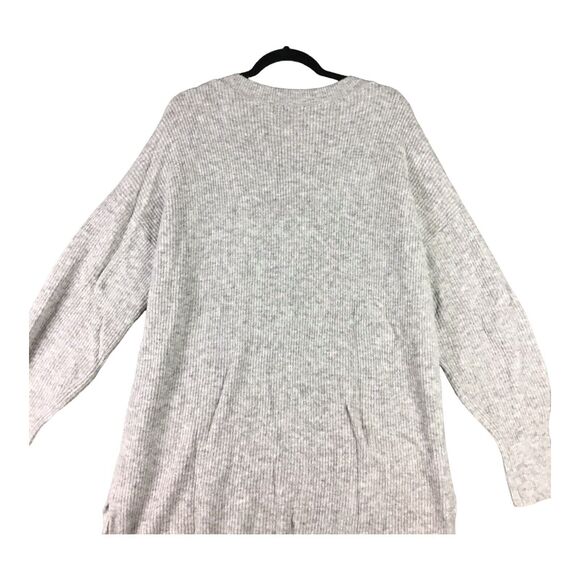 Halogen Womens 1X Heather Grey V-Neck Ribbed Long Pullover Sweater NWT - Picture 9 of 14